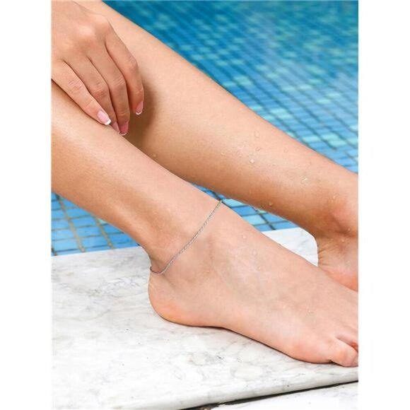 U7 Gold Anklet for Women Girls Heart Rope Chain Adjustable Foot Bracelet Beach - Picture 3 of 8